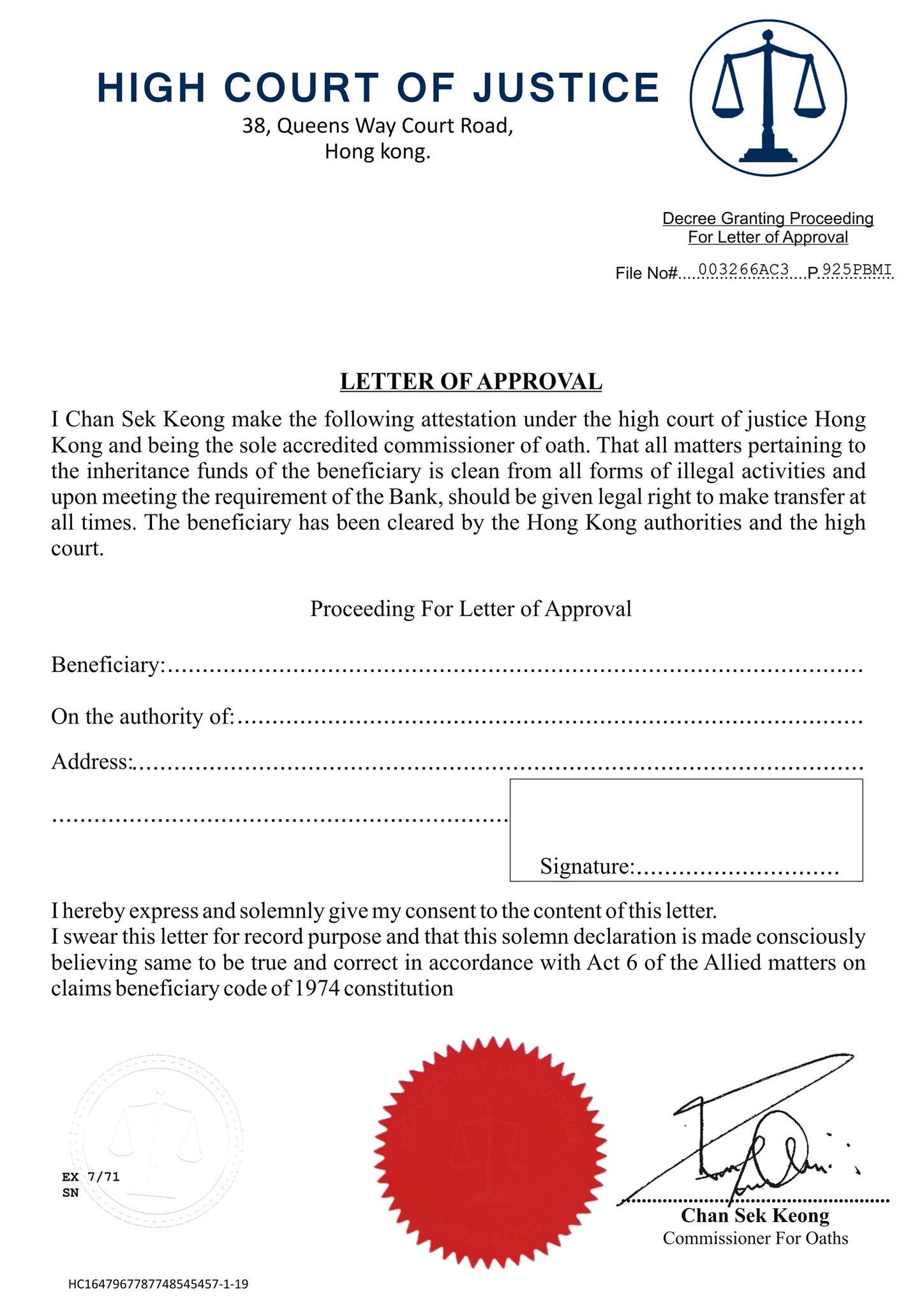 Fake Inheritance Documents